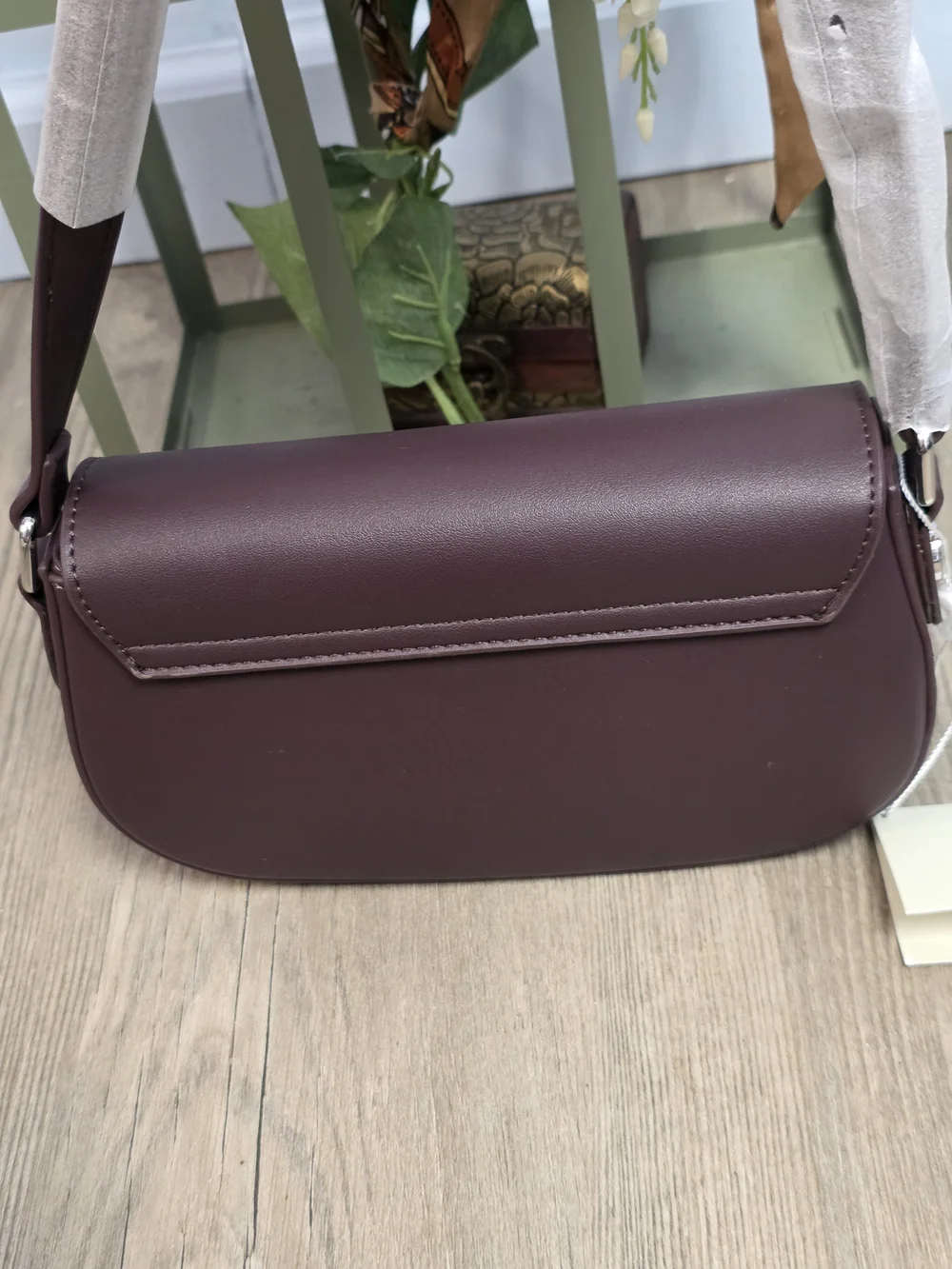 Valentino Orlandi Deep Plum Shoulder Bag with V Emblem